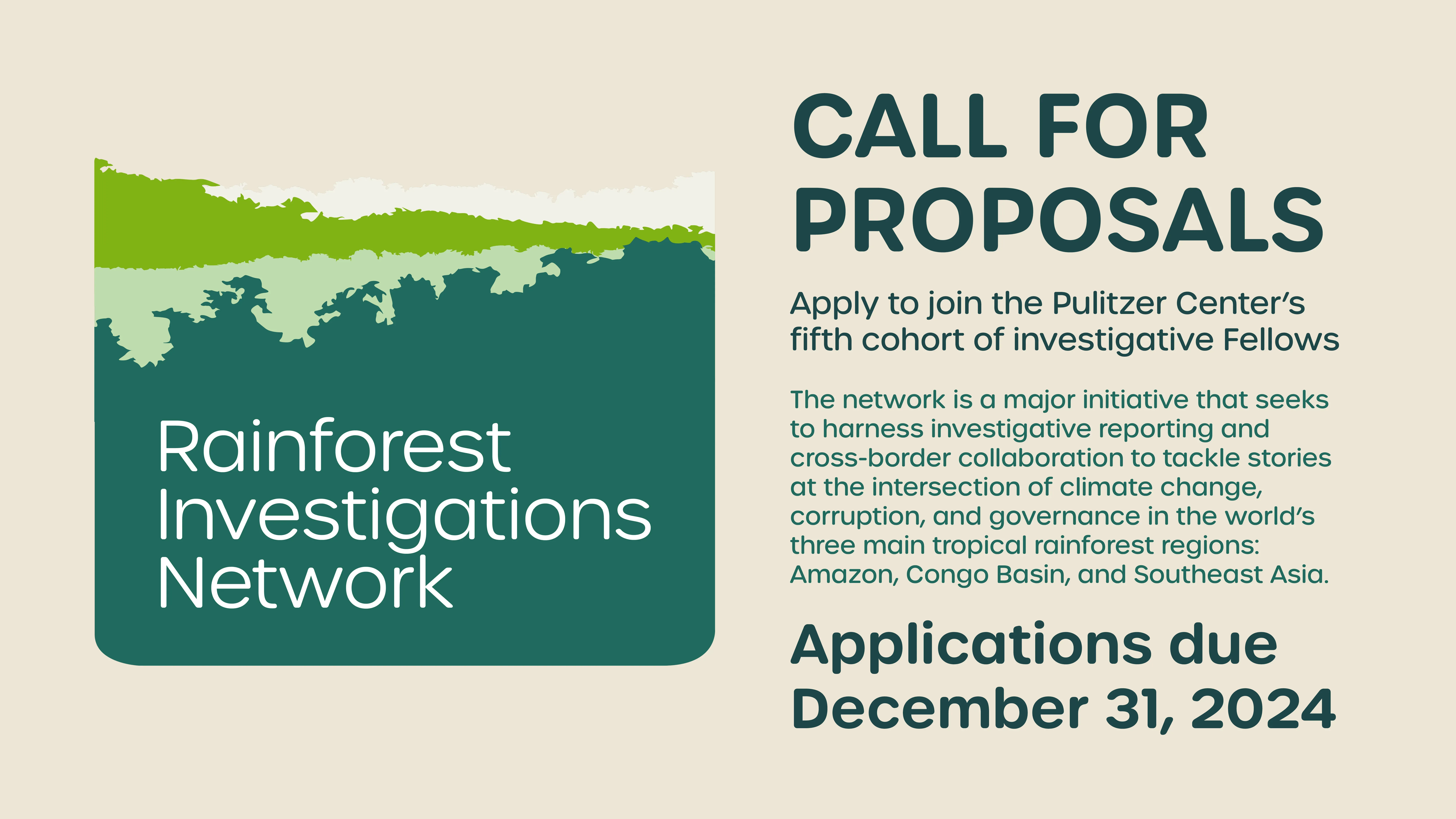 Call for proposals for the Pulitzer Center's fifth cohort of Rainforest Investigations Network Fellows